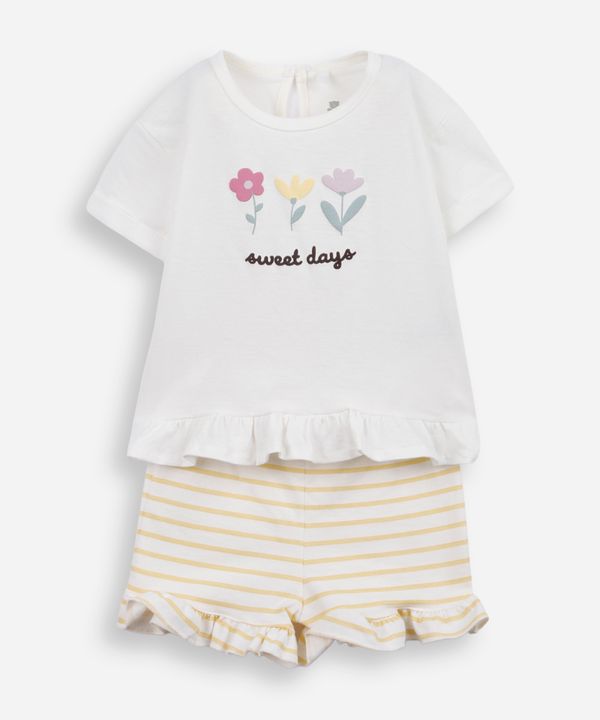 conjunto infantil de algodão estampado amarelo 9-12
