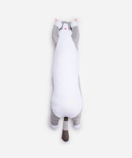 gato alongado de pelúcia cinza UNICO