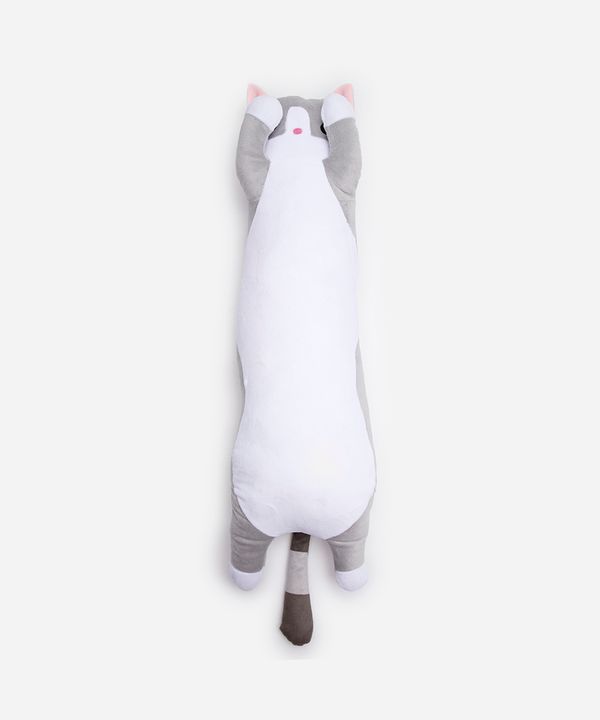 gato alongado de pelúcia cinza UNICO