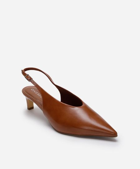 scarpin bico fino salto alto oneself marrom 36