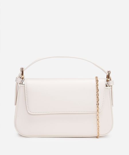 bolsa transversal estruturada com alça de corrente  off white UNICO bolsa transversal estruturada com alça de corrente  off white UNICO