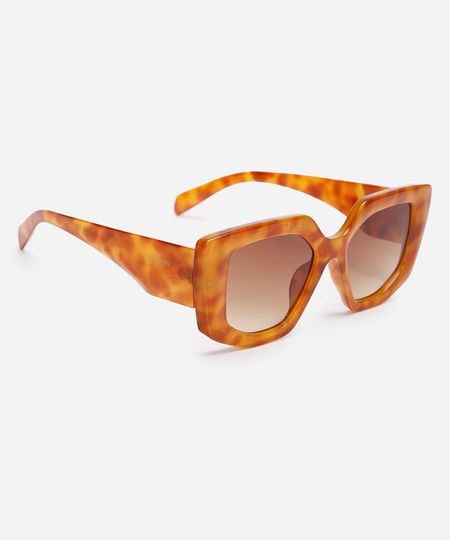 óculo de sol quadrado tartaruga triton laranja UNICO