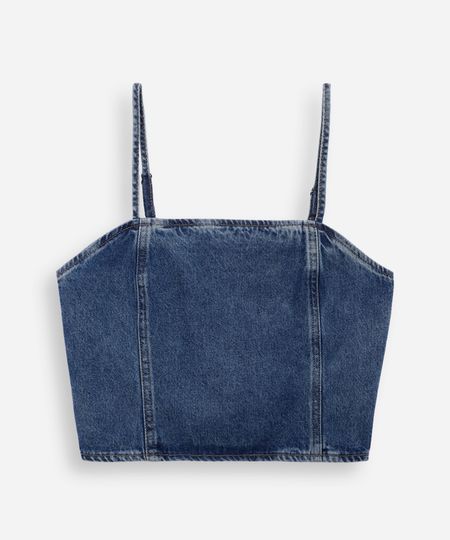 top alça fina juvenil jeans com recortes azul 12 top alça fina juvenil jeans com recortes azul 12