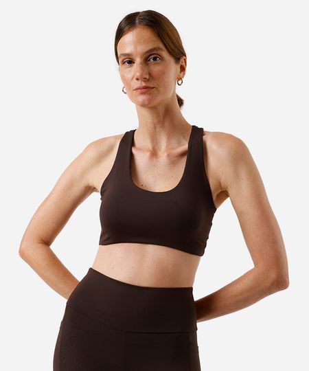 top nadador feminino de poliamida esportivo ace marrom P