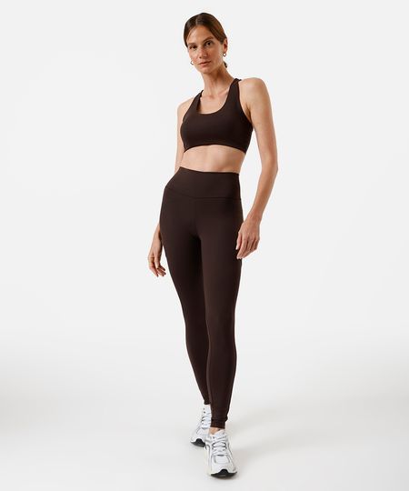 calça legging feminina esportiva ace com bolso marrom M