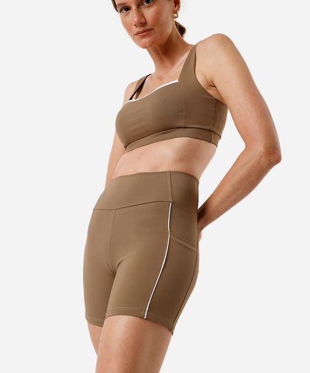 bermuda feminina esportiva ace com nervuras e bolso marrom P bermuda feminina esportiva ace com nervuras e bolso marrom P