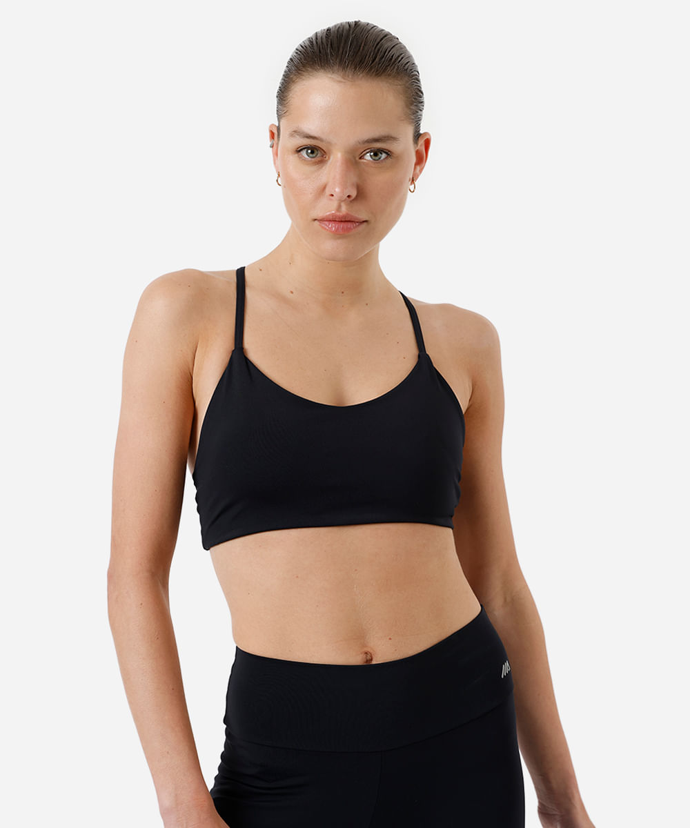top alça fina feminino de poliamida esportivo ace preto