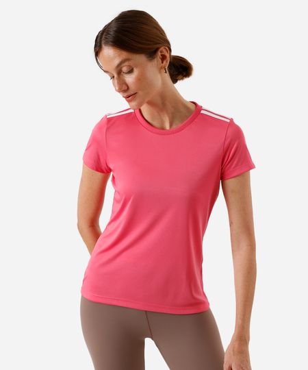 camiseta feminina esportiva ace com listras rosa P camiseta feminina esportiva ace com listras rosa P