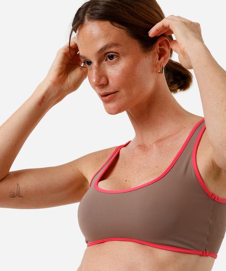 top feminino esportivo ace bicolor marrom M top feminino esportivo ace bicolor marrom M