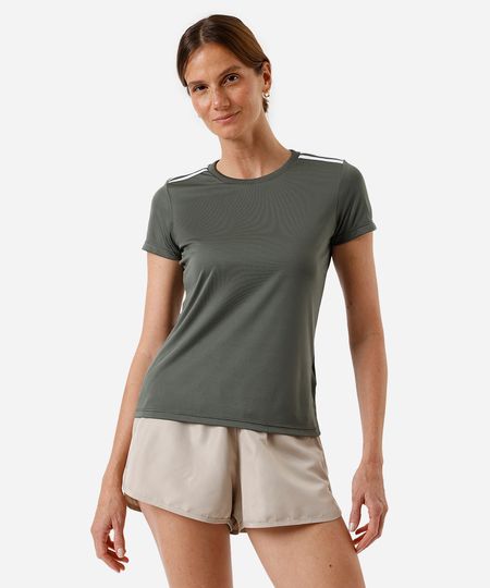 camiseta feminina esportiva ace com listras verde P