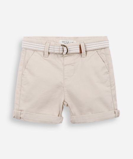 bermuda infantil de sarja com cinto bege 3 bermuda infantil de sarja com cinto bege 3
