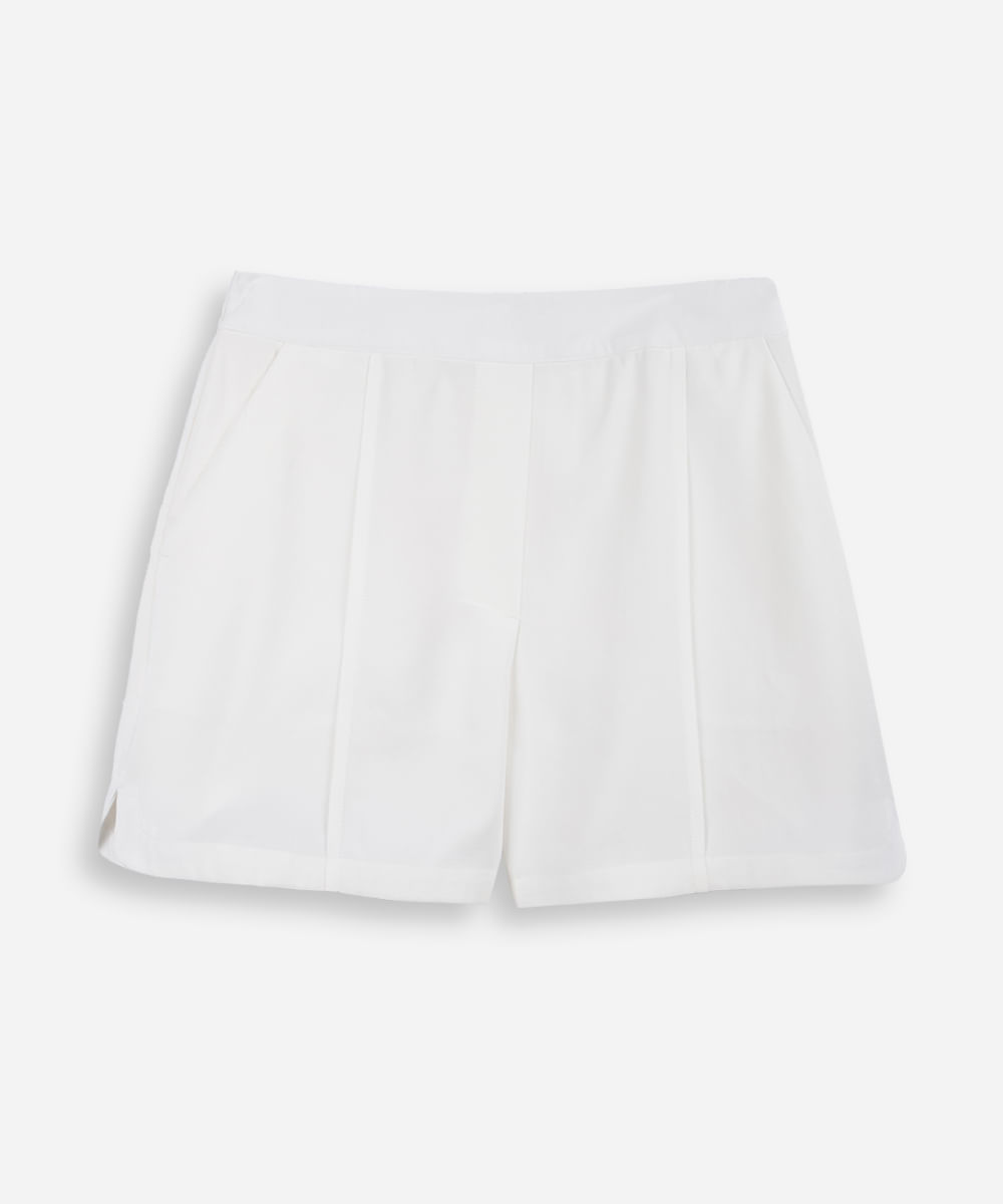 short de alfaiataria juvenil com nervura off white