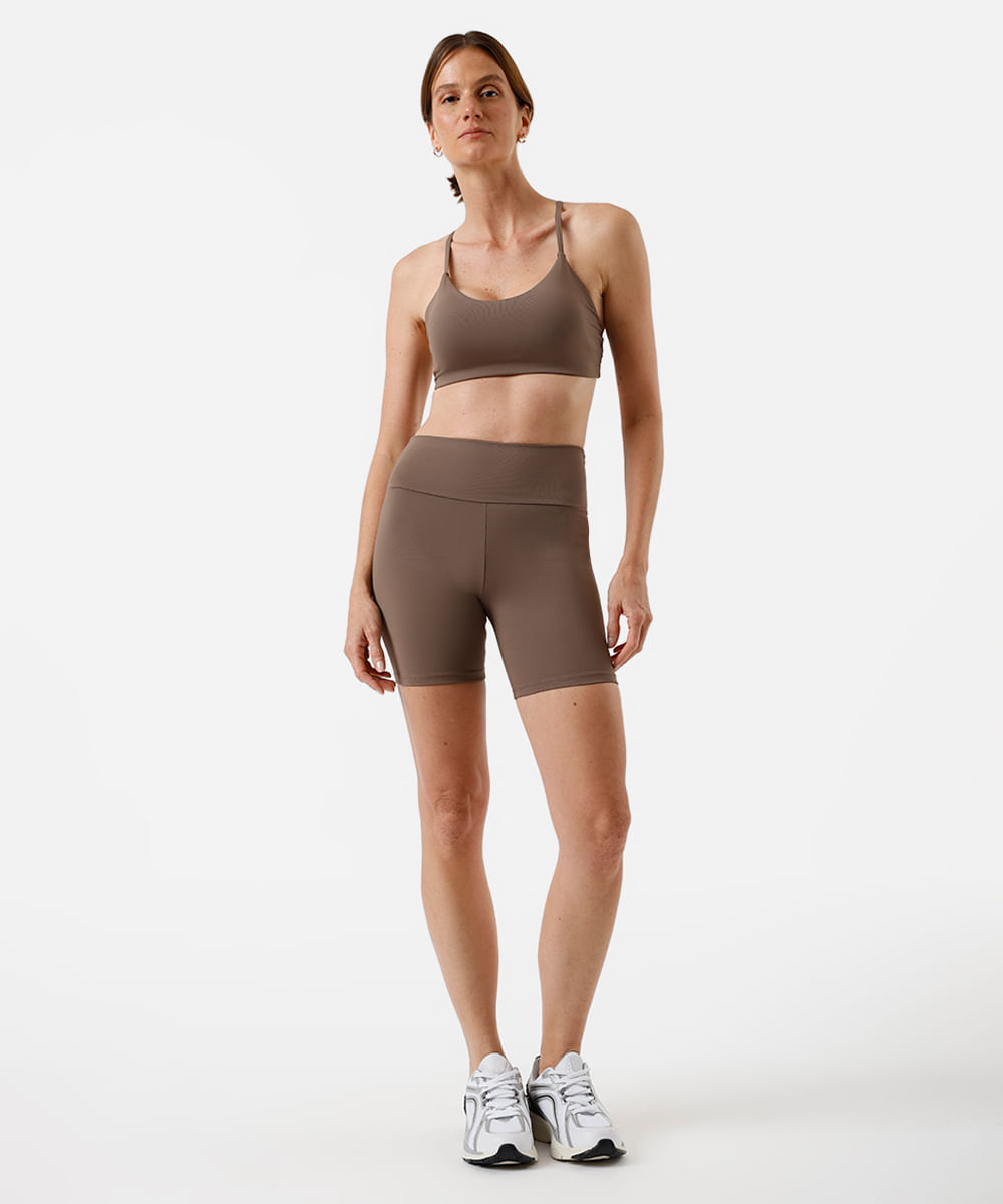 bermuda feminina esportiva ace marrom