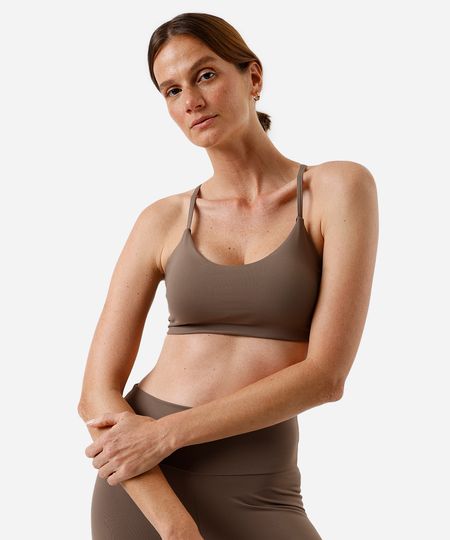 top alça fina feminino de poliamida esportivo ace marrom P