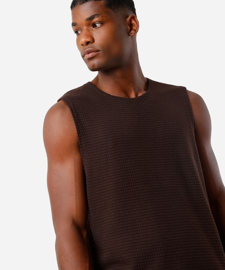 regata masculina de tricot texturizada marrom M regata masculina de tricot texturizada marrom M
