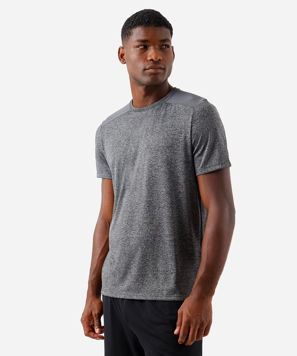 camiseta masculina esportiva ace com recorte cinza
