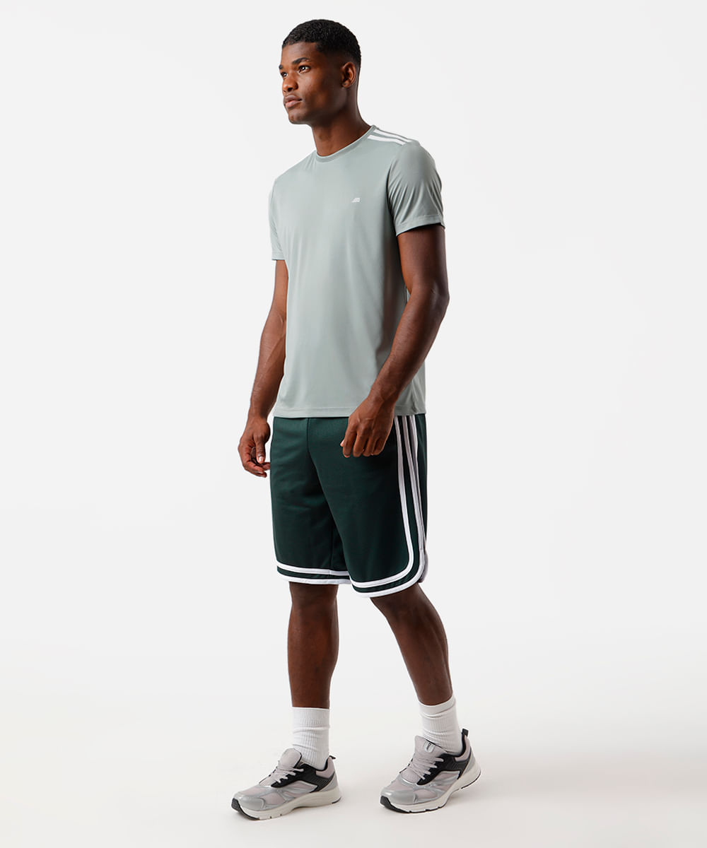 bermuda masculina basquete esportiva ace com listras verde