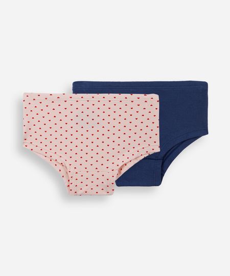 kit de 2 calcinhas caleçon infantis de algodão delrio colorido G kit de 2 calcinhas caleçon infantis de algodão delrio colorido G