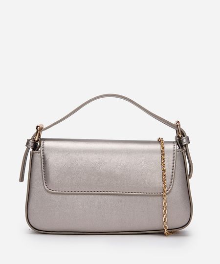 bolsa transversal estruturada com alça de corrente prateada UNICO bolsa transversal estruturada com alça de corrente prateada UNICO