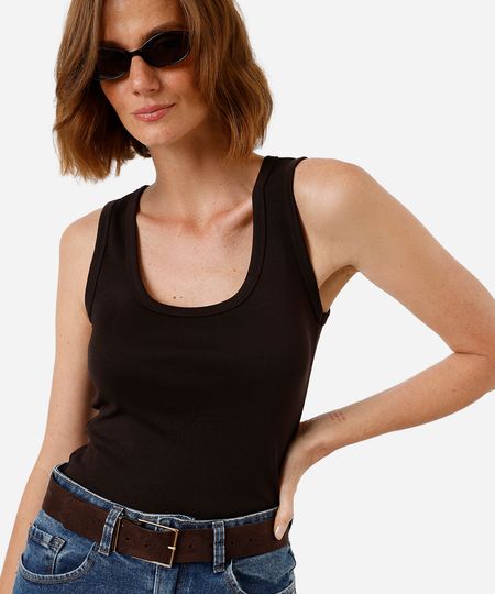 regata básica feminina algodão peruano marrom PP regata básica feminina algodão peruano marrom PP