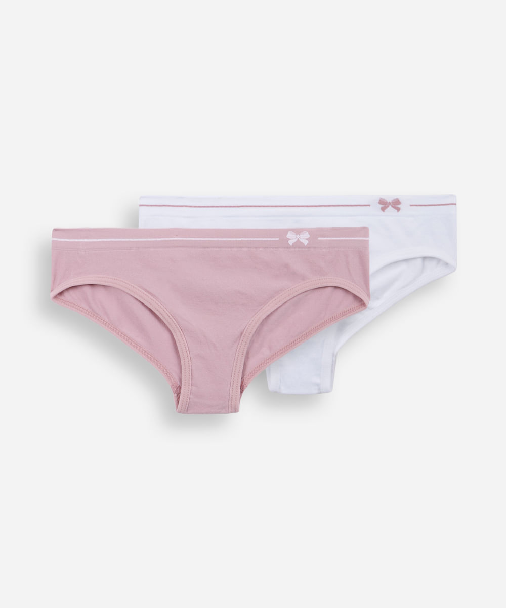 Vista 2 kit de 2 calcinhas biquíni infantis delrio colorido C&A Multicor C&A Multicor