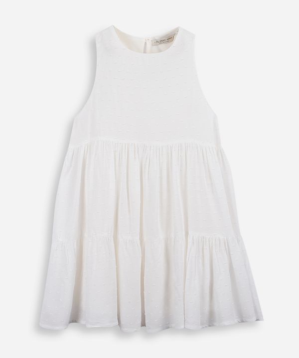 vestido infantil de viscose com recortes texturizado off white 8