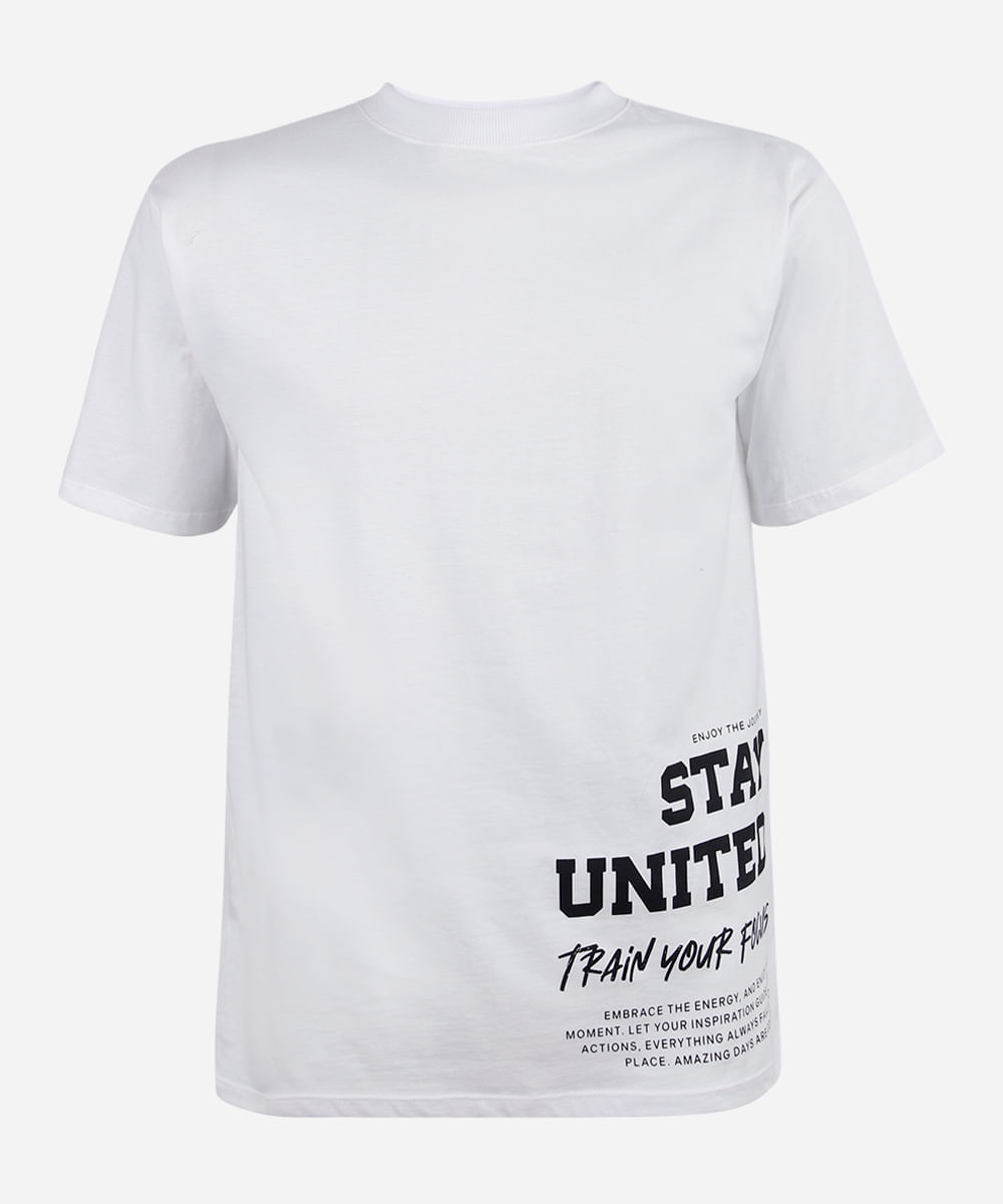 camiseta juvenil de algodão estampada off white