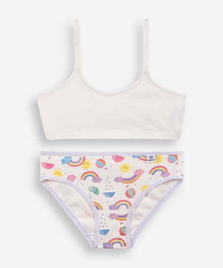 conjunto de calcinha e top infantil estampado delrio off white M