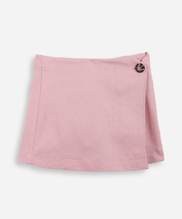 short saia infantil com linho rosa 12