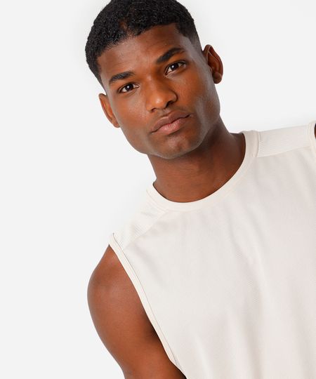 regata machão masculina esportiva ace com recorte bege G