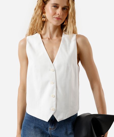 colete de alfaiataria feminino com viscose  off white M