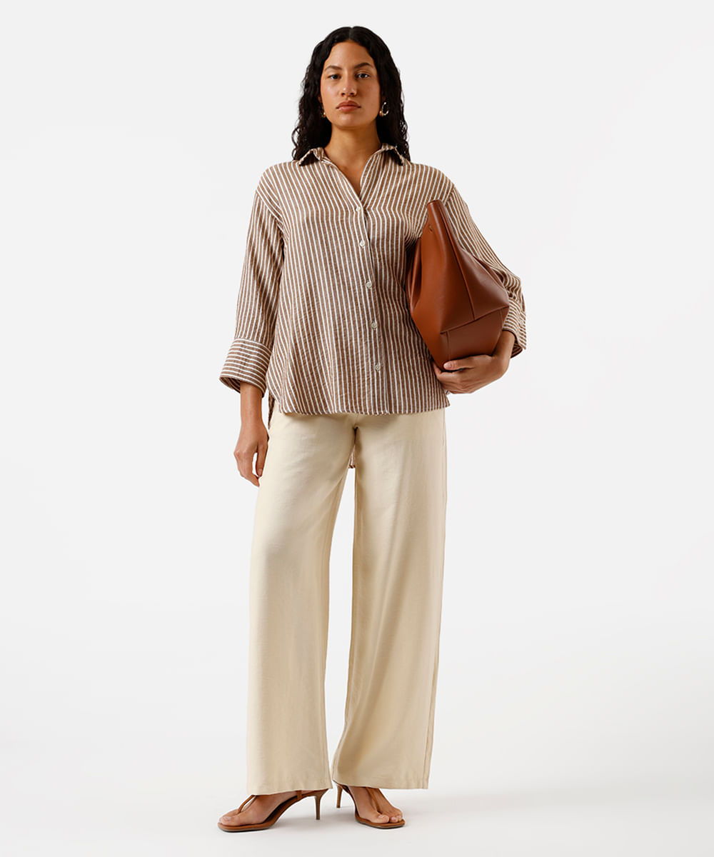 calça de alfaiataria feminina com viscose amarela