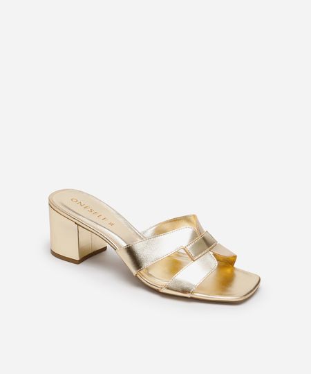 tamanco feminino com recorte oneself dourado 35 tamanco feminino com recorte oneself dourado 35