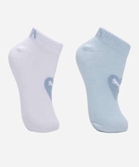 kit de 2 meias cano baixo infantis puma colorido 25-28
