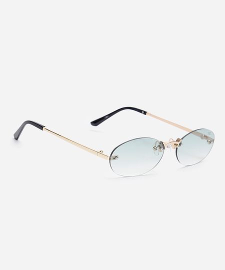 óculos de sol oval dourado UNICO