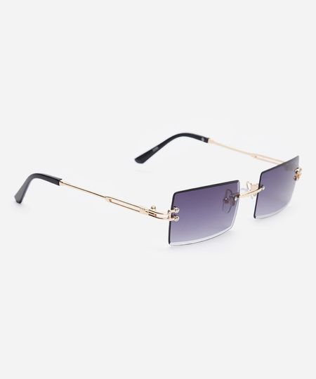 óculos de sol quadrado dourado UNICO