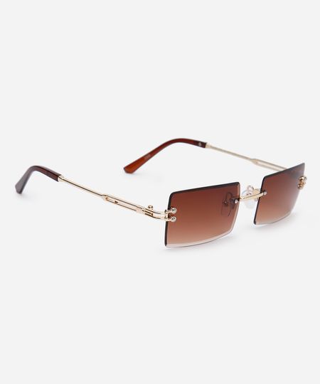 óculos de sol quadrado dourado UNICO