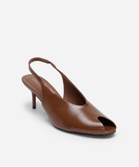 scarpin peep toe salto fino oneself marrom 36