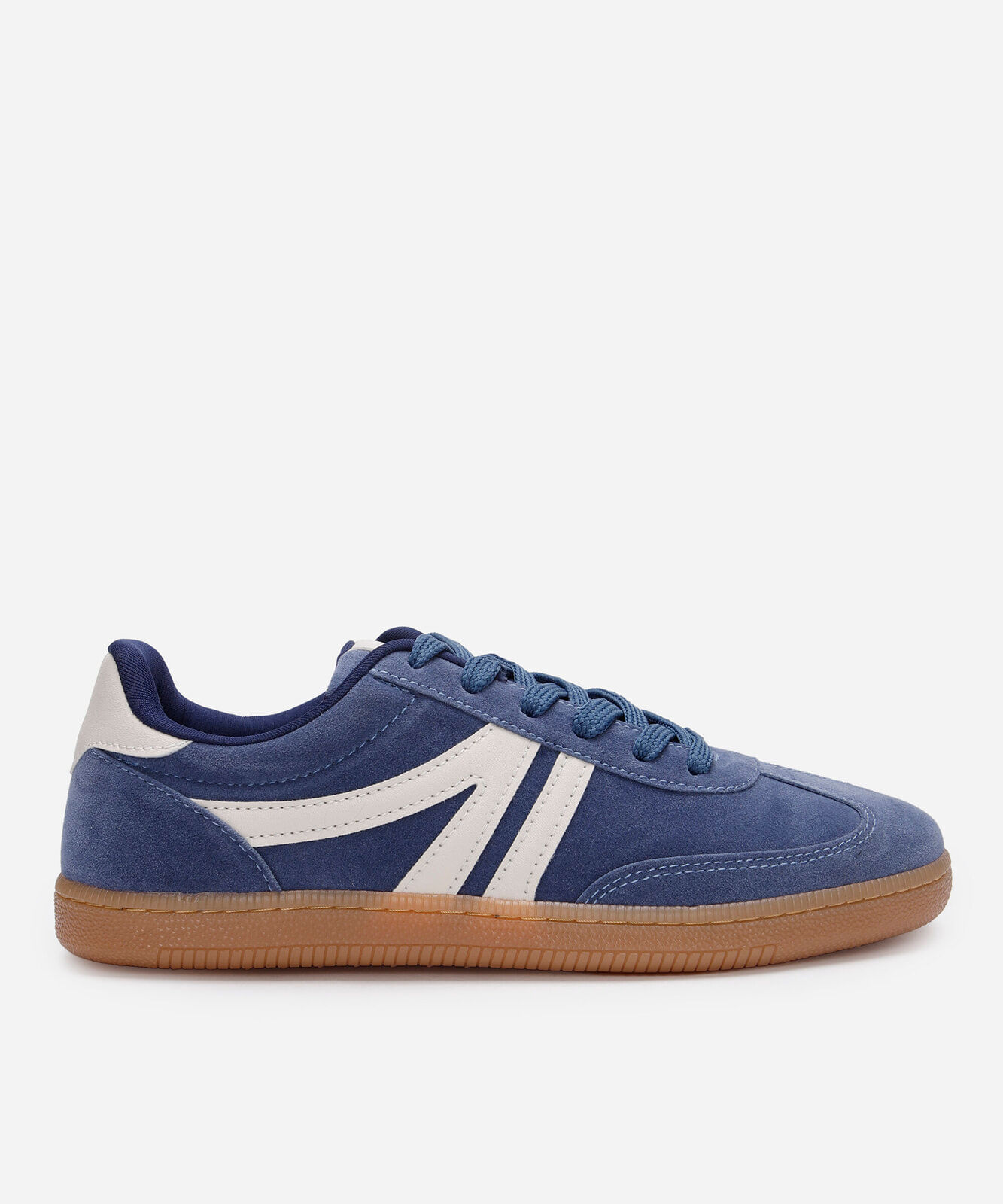 tênis casual com recortes bicolor azul