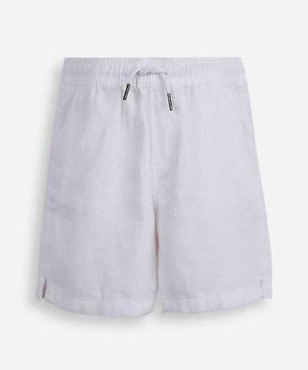 bermuda infantil de linho cós elástico branca 4