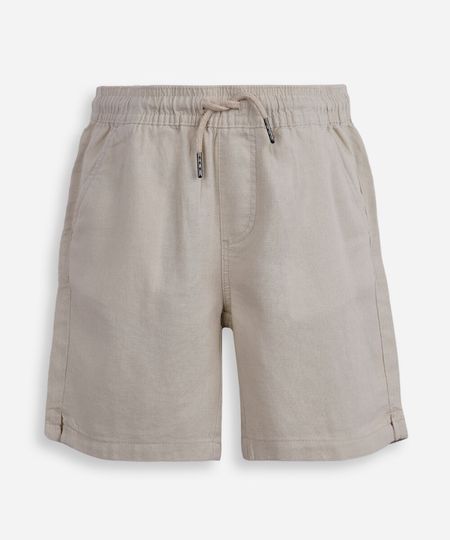 bermuda infantil de linho cós elástico bege 4 bermuda infantil de linho cós elástico bege 4