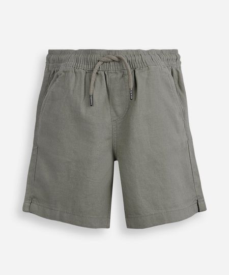 bermuda infantil de linho cós elástico verde 4