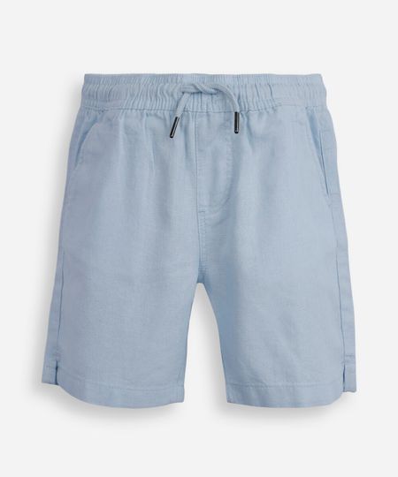 bermuda infantil de linho cós elástico azul 8