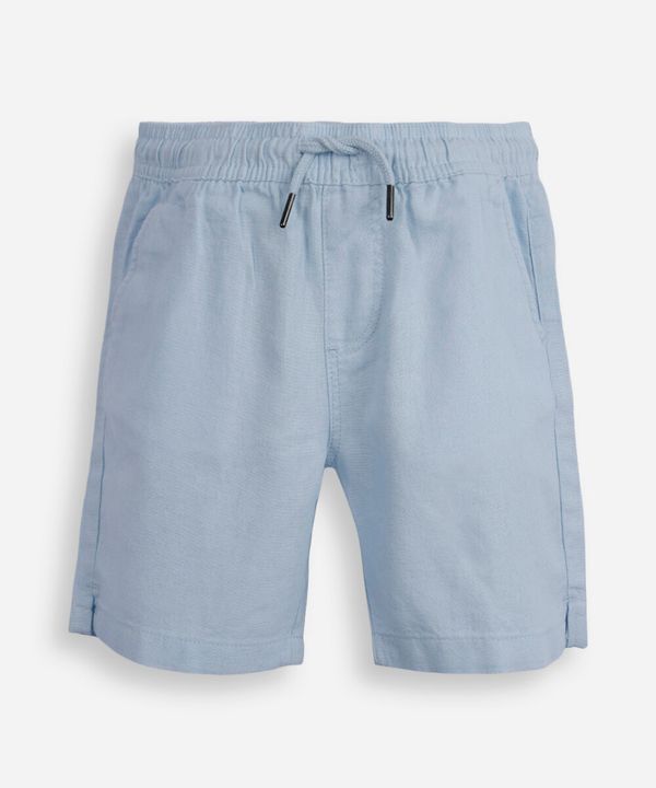 bermuda infantil de linho cós elástico azul 4