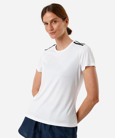 camiseta feminina esportiva ace com listras branca P