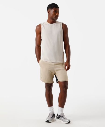 short masculino esportivo ace com recorte e nervura bege P