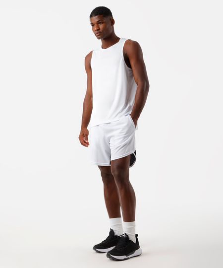 short masculino esportivo ace com recorte e nervura branco M short masculino esportivo ace com recorte e nervura branco M