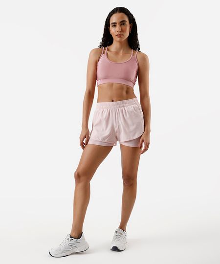 short running feminino esportivo ace com bermuda interna rosa P