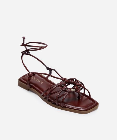 rasteirinha tiras finas com amarração oneself vinho 34