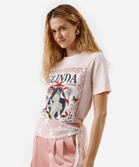 camiseta feminina de algodão glinda wicked rosa M camiseta feminina de algodão glinda wicked rosa M
